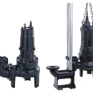 Tsurumi pump UZ series three-phase pump for sewage and wastewater applications. Available for guide rail system