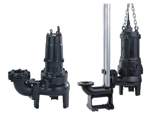 Tsurumi pump UZ series three-phase pump for sewage and wastewater applications. Available for guide rail system