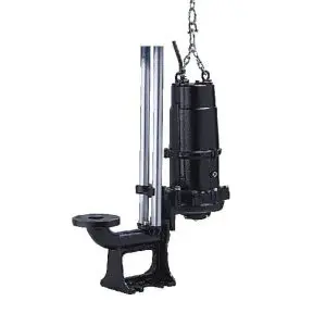 Tsurumi Pump MG series grinder submersible pump for sewage and wastewater applications. Available for guide rail system